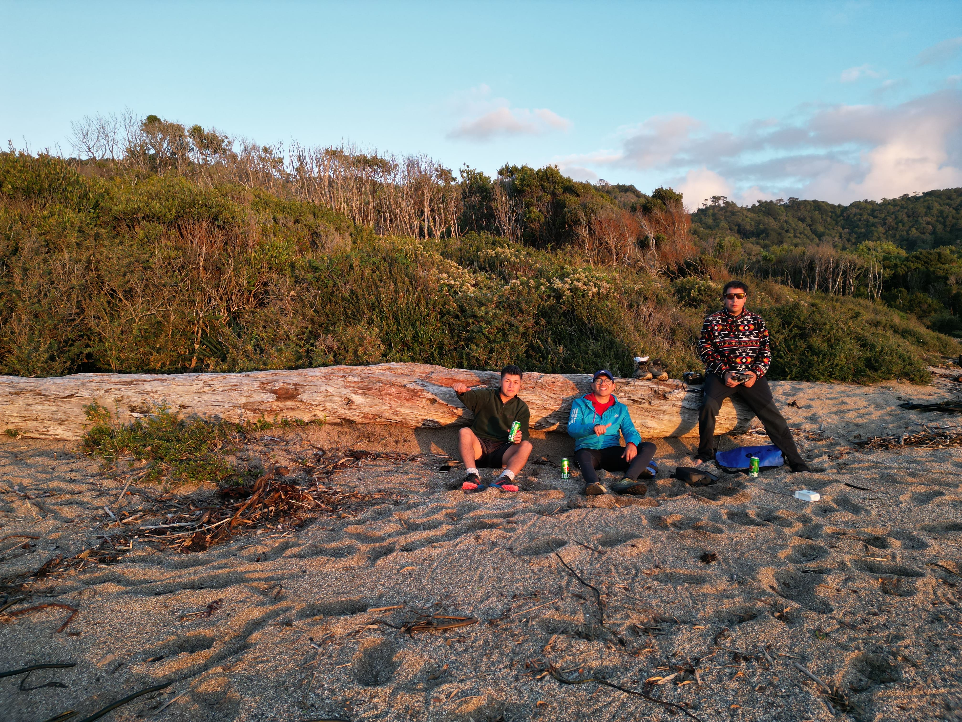 Grupo de excursionistas disfrutando de la playa Cole Cole